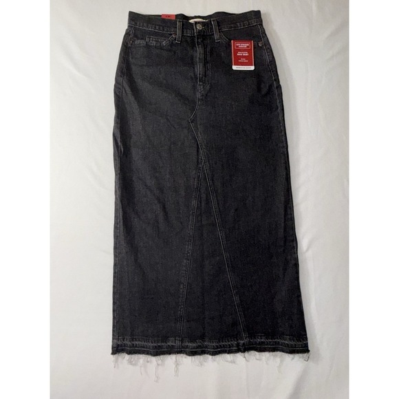 Levi Strauss Signature  Denim Maxi Skirt Dark Charcoal Color Maxi Size 4 | W27 - Picture 1 of 14